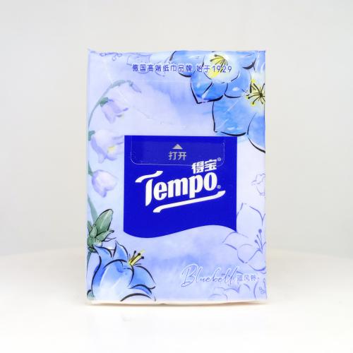 得宝|Tempo香氛款·2系列蓝风铃手帕纸巾第2款正面图-纸巾博物馆