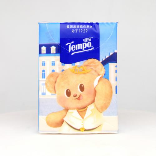 得宝|Tempo黄油小熊系列时装秀手帕纸巾第3款正面图-纸巾博物馆