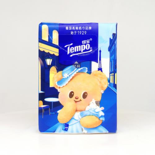 得宝|Tempo黄油小熊系列摩登漫游手帕纸巾第3款正面图-纸巾博物馆
