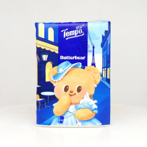 得宝|Tempo黄油小熊系列摩登漫游手帕纸巾第3款反面图-纸巾博物馆