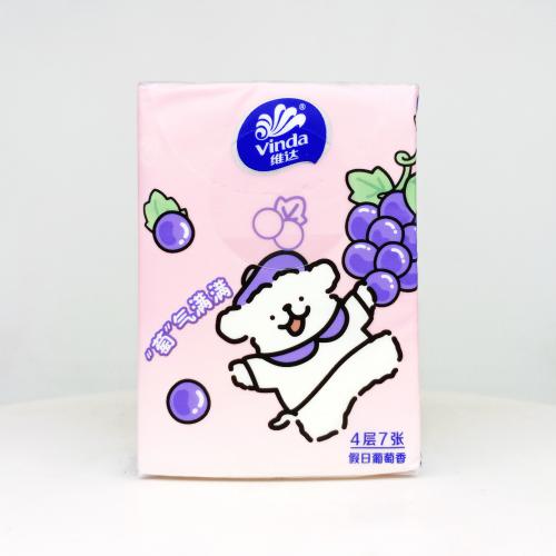 维达|Vinda线条小狗系列尽享萄气手帕纸巾第2款正面图-纸巾博物馆