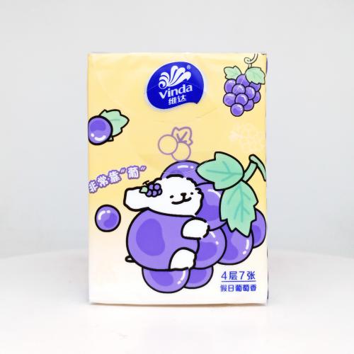 维达|Vinda线条小狗系列尽享萄气手帕纸巾第3款正面图-纸巾博物馆