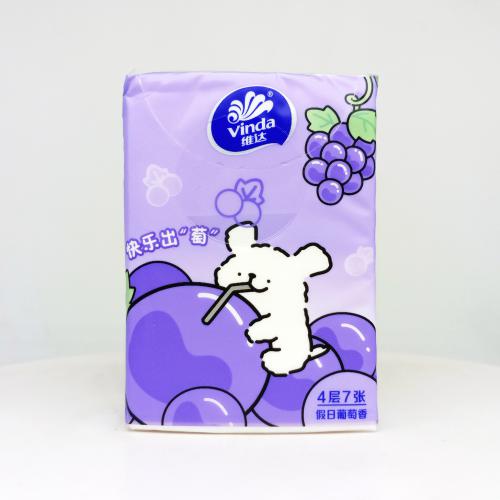 维达|Vinda线条小狗系列尽享萄气手帕纸巾第4款正面图-纸巾博物馆